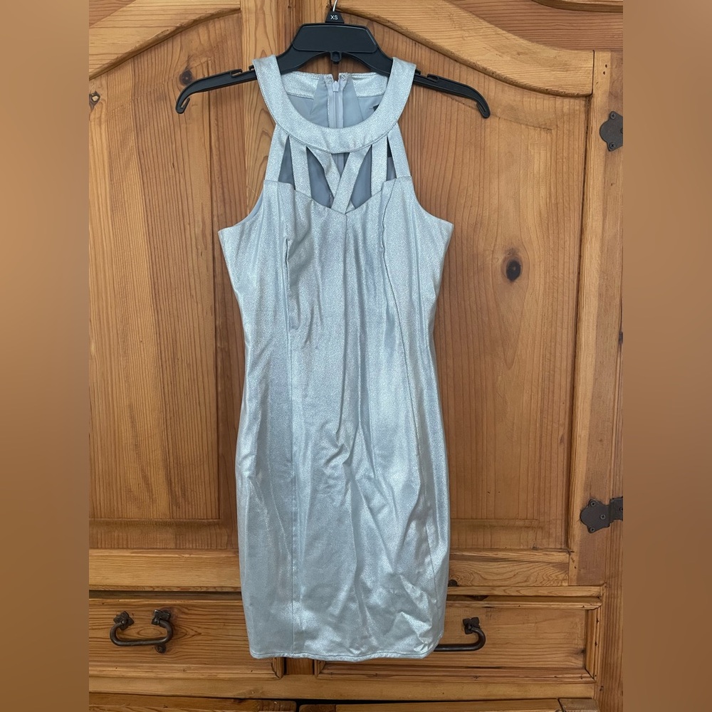 Guess Silver Metallic Strappy Dress